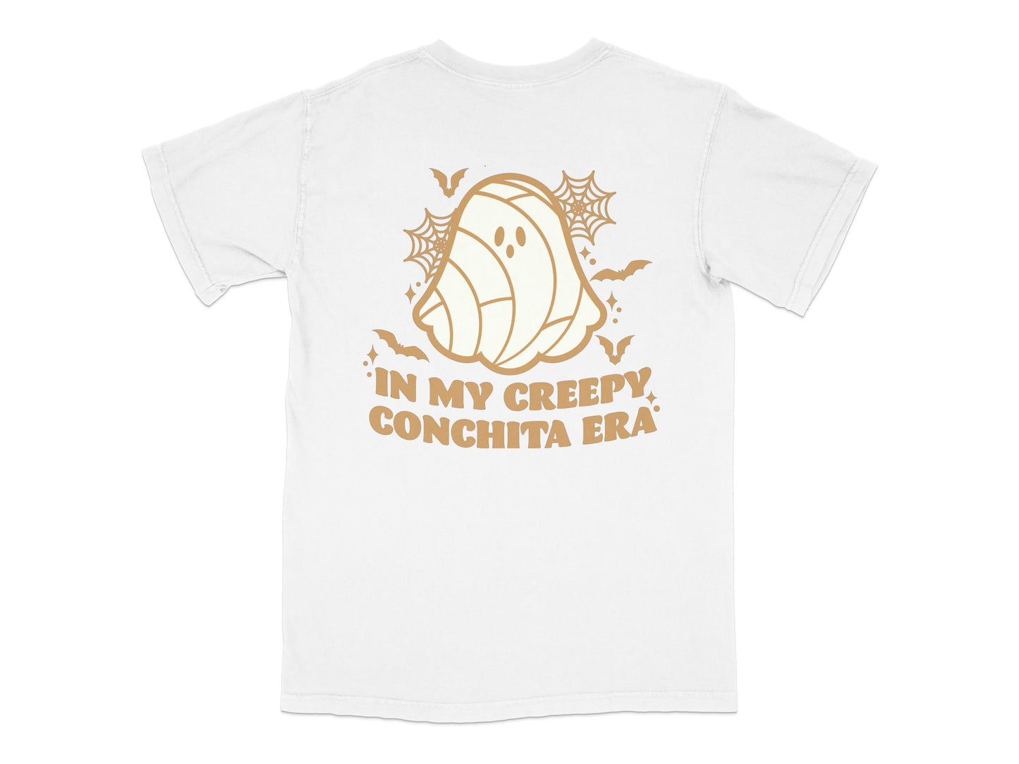 Halloween Ghost Conchita Graphic T-Shirt, Creepy Cute Casual Tee, Unisex White Top, Spooky Fun Outfit