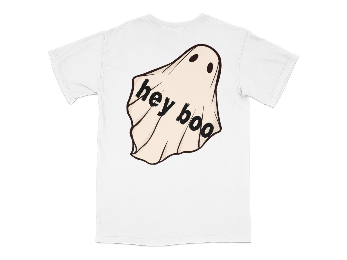 Cute 'Hey Boo' Ghost T-Shirt, Spooky Halloween Casual Graphic Tee, Unisex Ghost Apparel for All Ages
