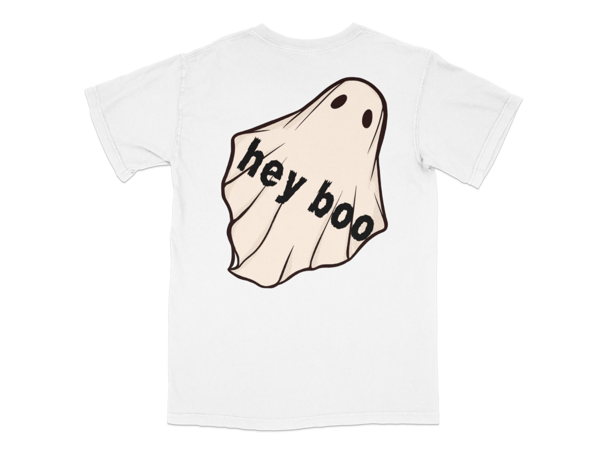 Cute 'Hey Boo' Ghost T-Shirt, Spooky Halloween Casual Graphic Tee, Unisex Ghost Apparel for All Ages