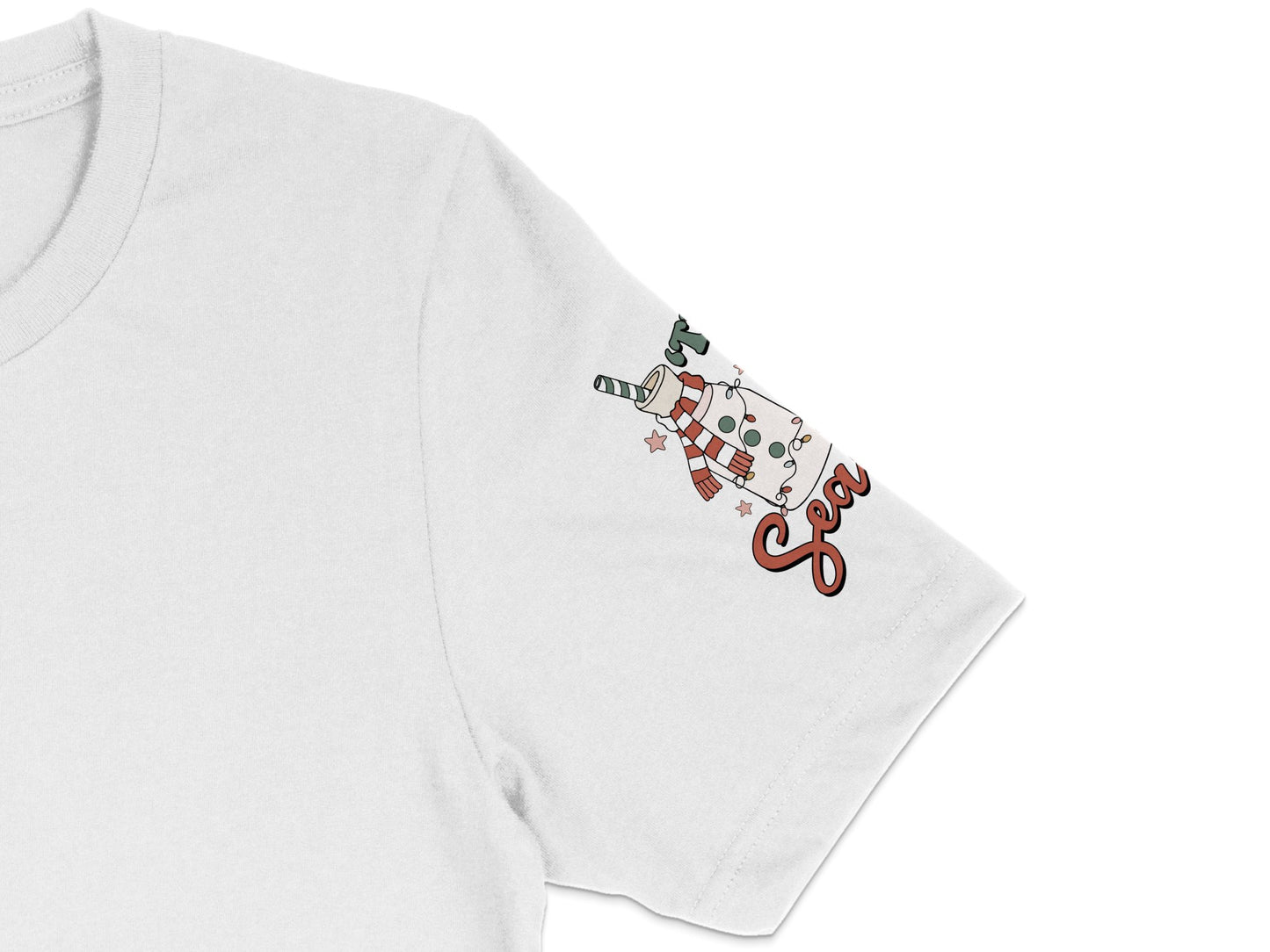 White T-Shirt with Colorful Christmas Truck Graphic, Unisex Holiday Tee, Casual Festive Apparel