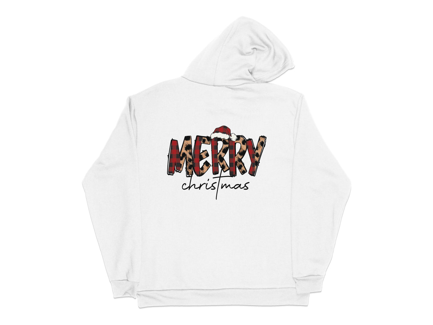 Merry Christmas Hoodie, Festive Holiday Apparel, Santa Claus Graphic, Unisex White Sweatshirt