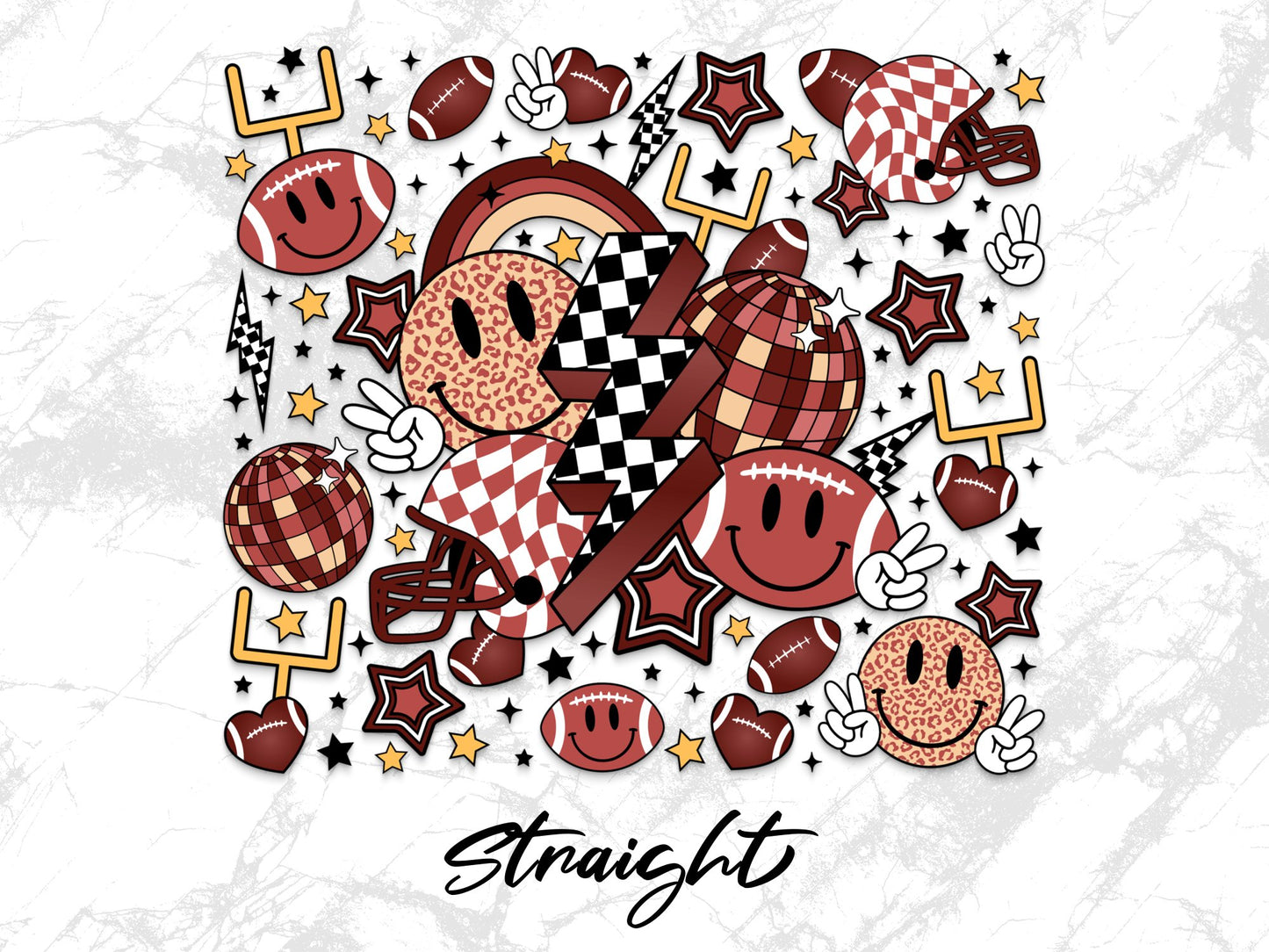 Colorful Sports Themed Clipart, Football Donuts Stars Digital Art, Fun Patterned Printable Graphics for Crafting and Apparel