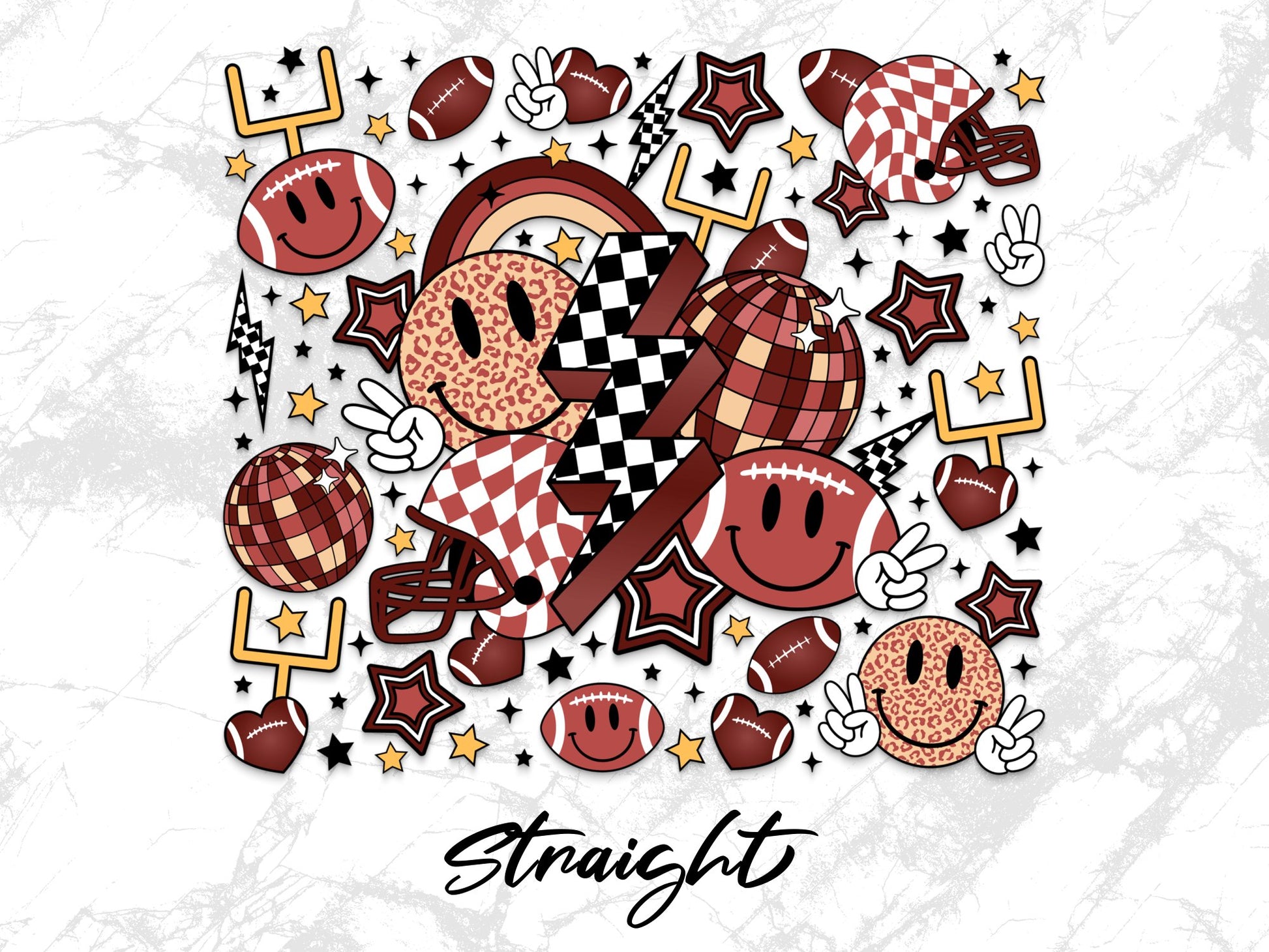 Colorful Sports Themed Clipart, Football Donuts Stars Digital Art, Fun Patterned Printable Graphics for Crafting and Apparel