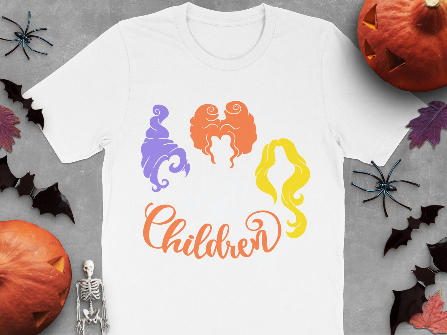 Halloween T-Shirt Children Colorful Ghost Design, Family Friendly Costume Tee, Unisex Kids Fall Festival Apparel