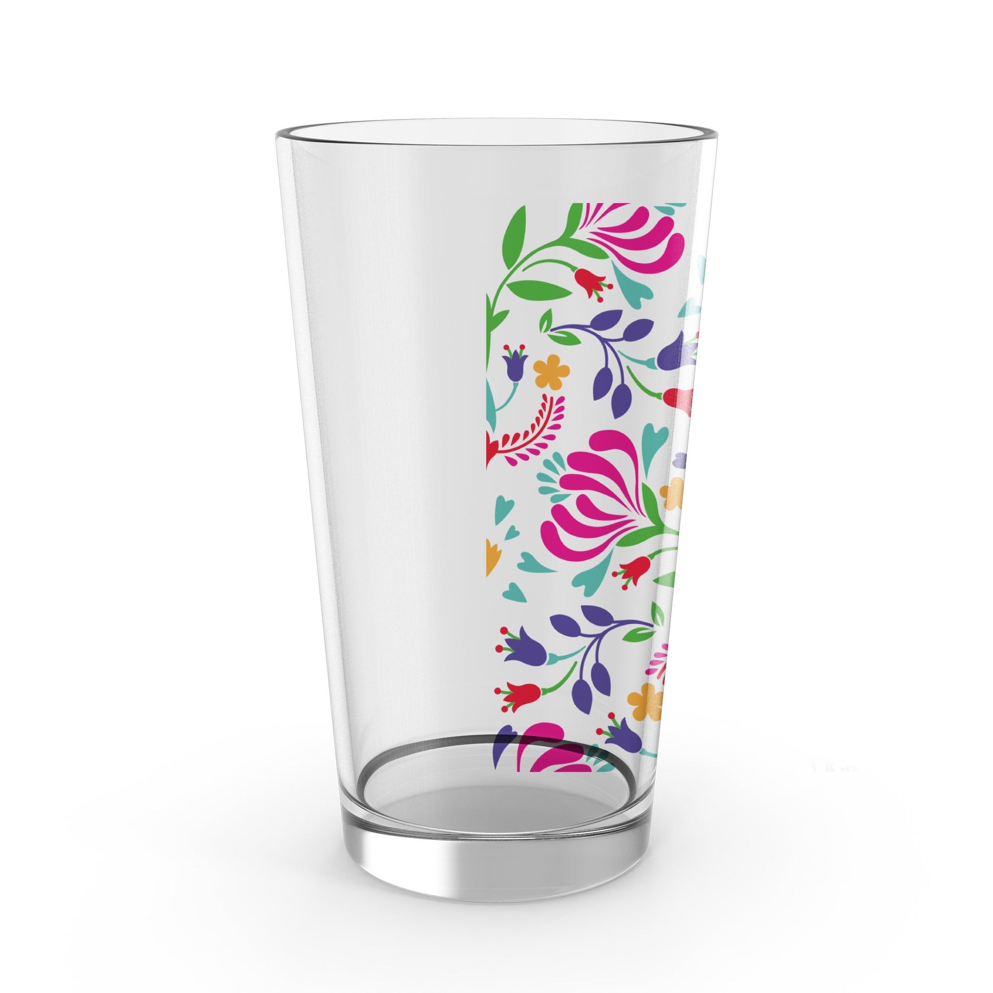 Colorful Floral Pattern Glass Tumbler, Vibrant Drinking Glass, Kitchen Decor, Unique Flower Design, Gift Idea