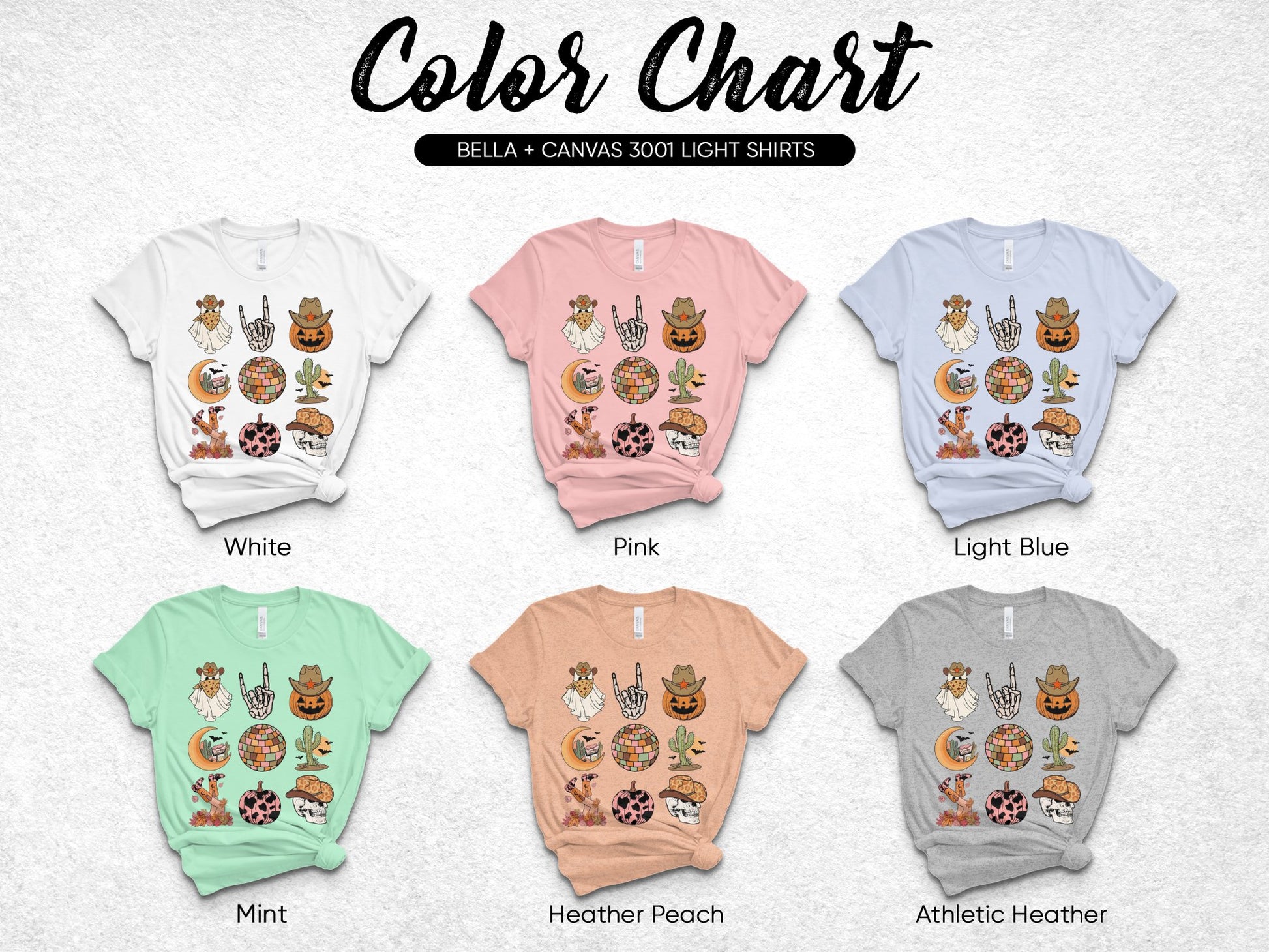 Bella Canvas 3001 T-Shirt with Cute Cactus Print, Multiple Colors, Unisex Light Fabric Tee