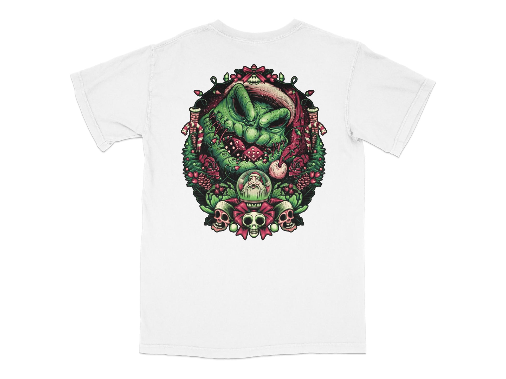 Gothic Skull T-Shirt, Dark Fantasy Floral Design, Creepy Green Skull Graphic Tee, Unisex Clothing