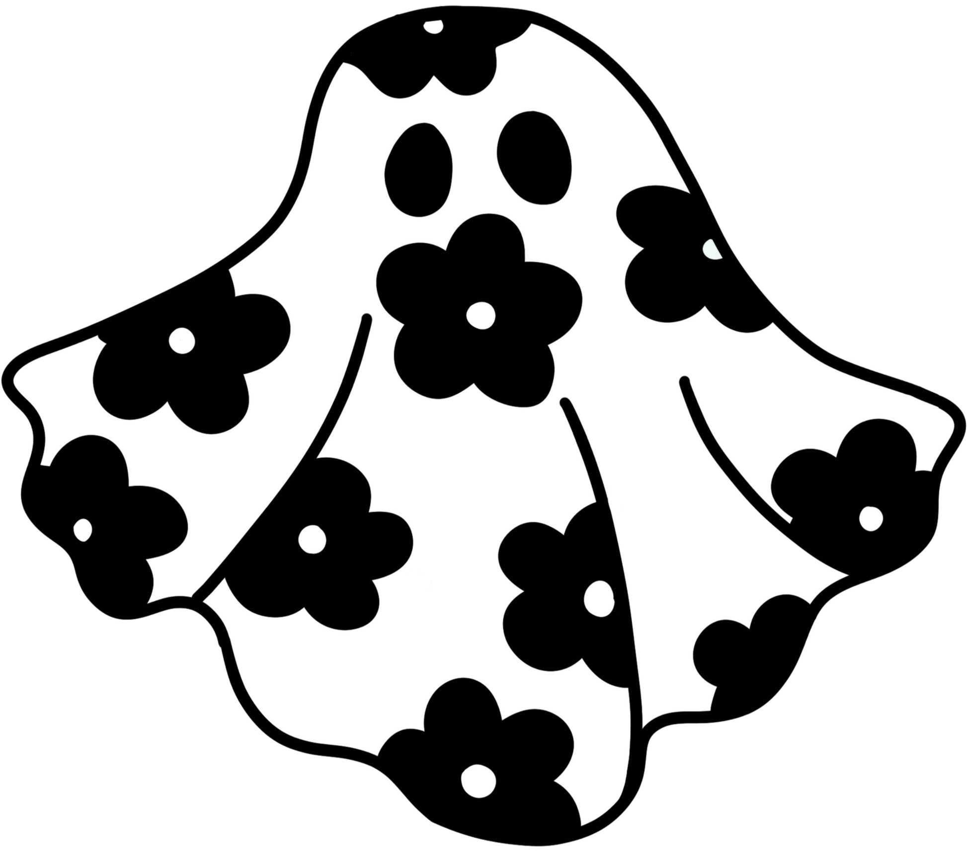 Cute Floral Ghost Clipart, Black and White Halloween Ghost Design, Digital Download, Spooky Autumn Season Decor, Printable Ghost Artwork