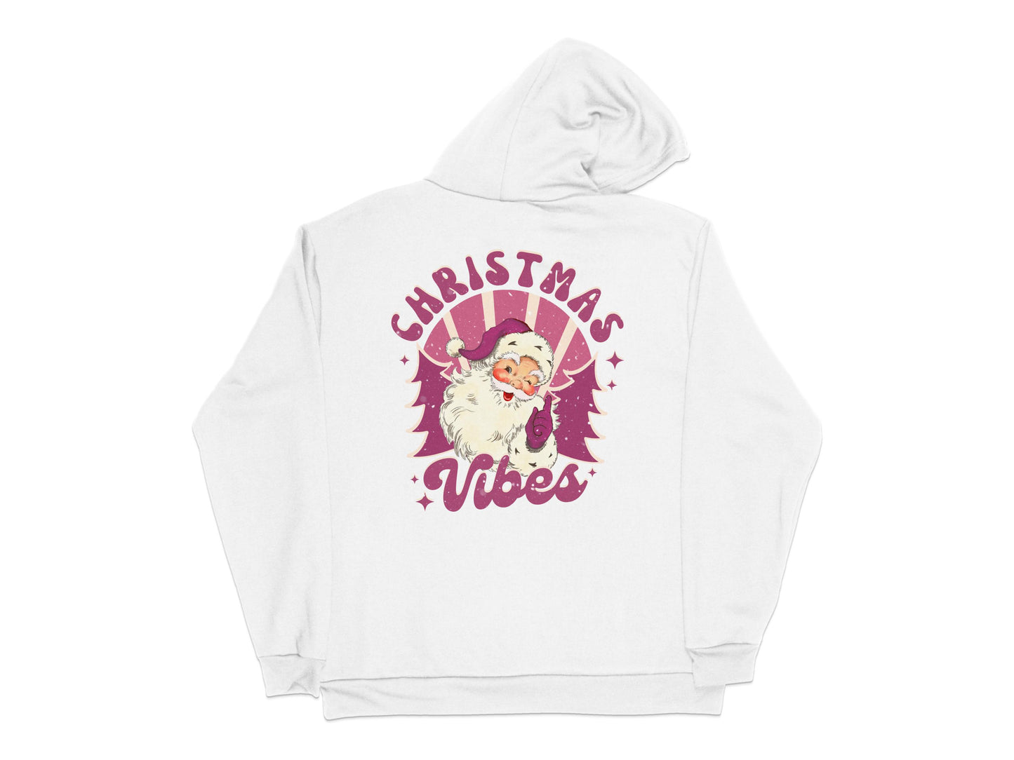 Christmas Vibes Hoodie, Santa Claus Graphic, Festive Holiday Sweatshirt, Winter Clothing Gift Idea