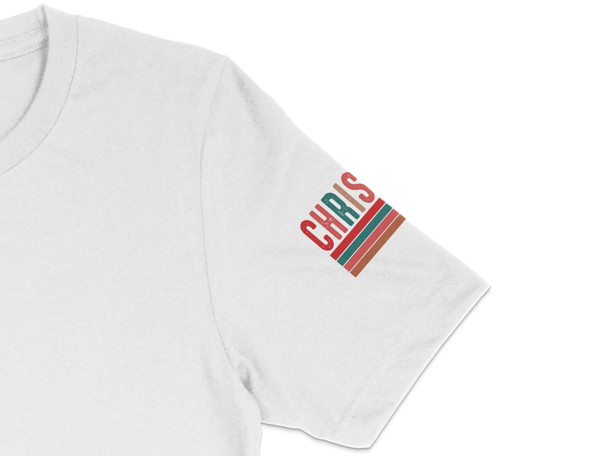 Custom Name Chris T-Shirt, Retro Striped Personalized Tee, Unisex Casual White Top