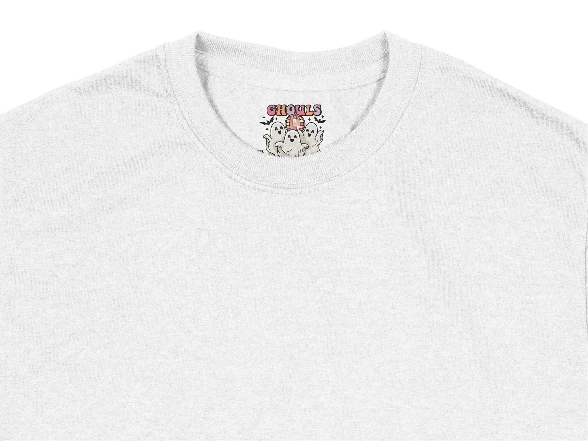 Cute Ghosts Graphic T-Shirt, Unisex Grey Tee, Spooky Ghouls Print, Casual Halloween Apparel