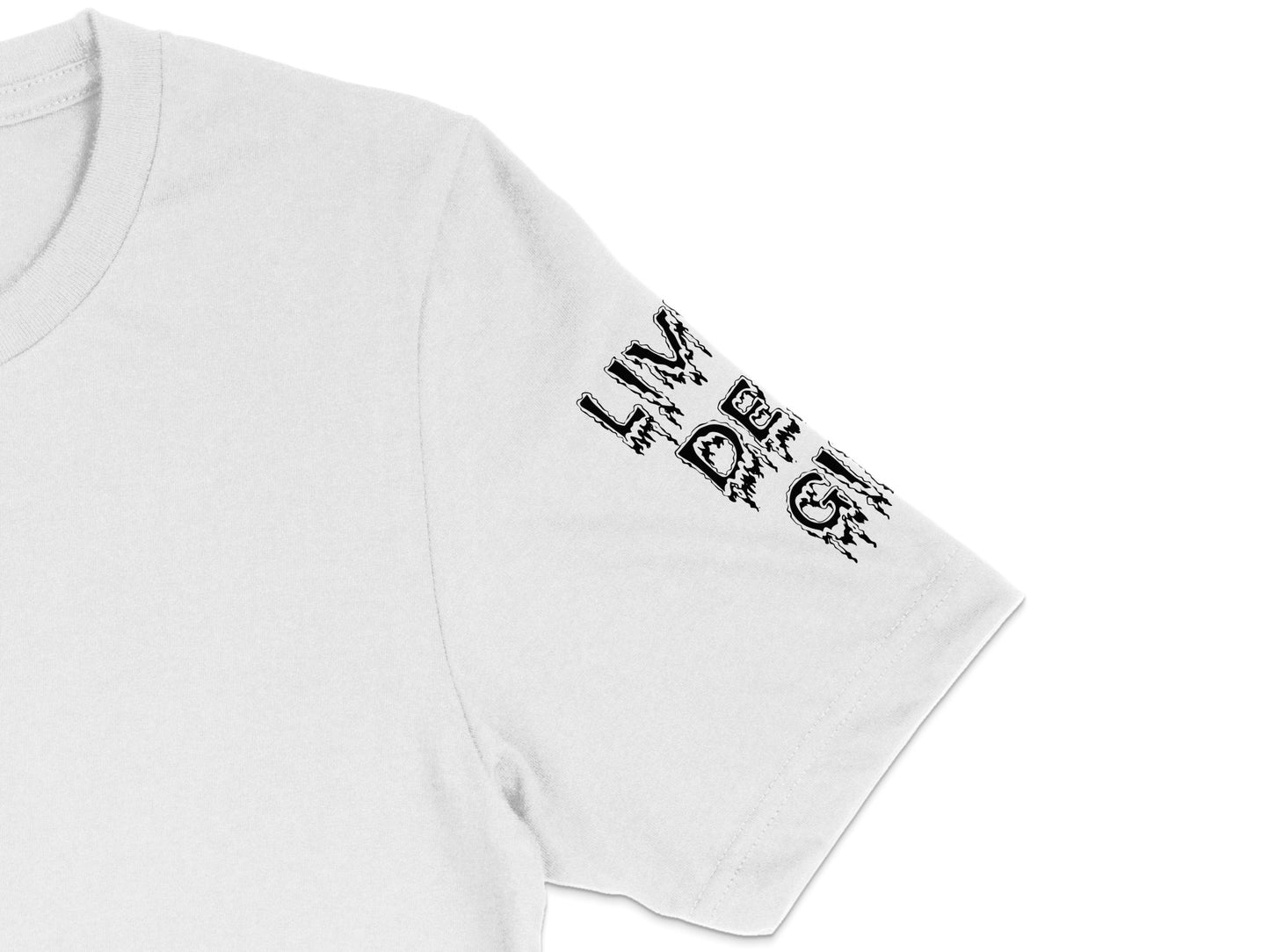 White T-Shirt with Black Text Design, Unisex Casual Crew Neck Tee, Minimalist Street Style Fashion