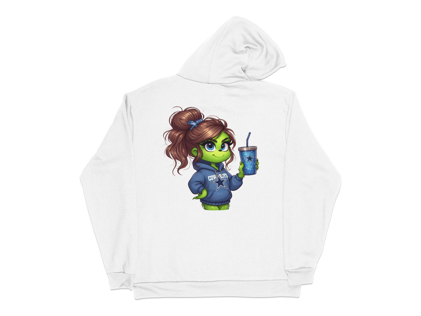 Cute Monster Girl Hoodie, Graphic Print Sweatshirt, Casual Blue Hooded Top, Youthful Streetwear, Fun Character Design Pullover