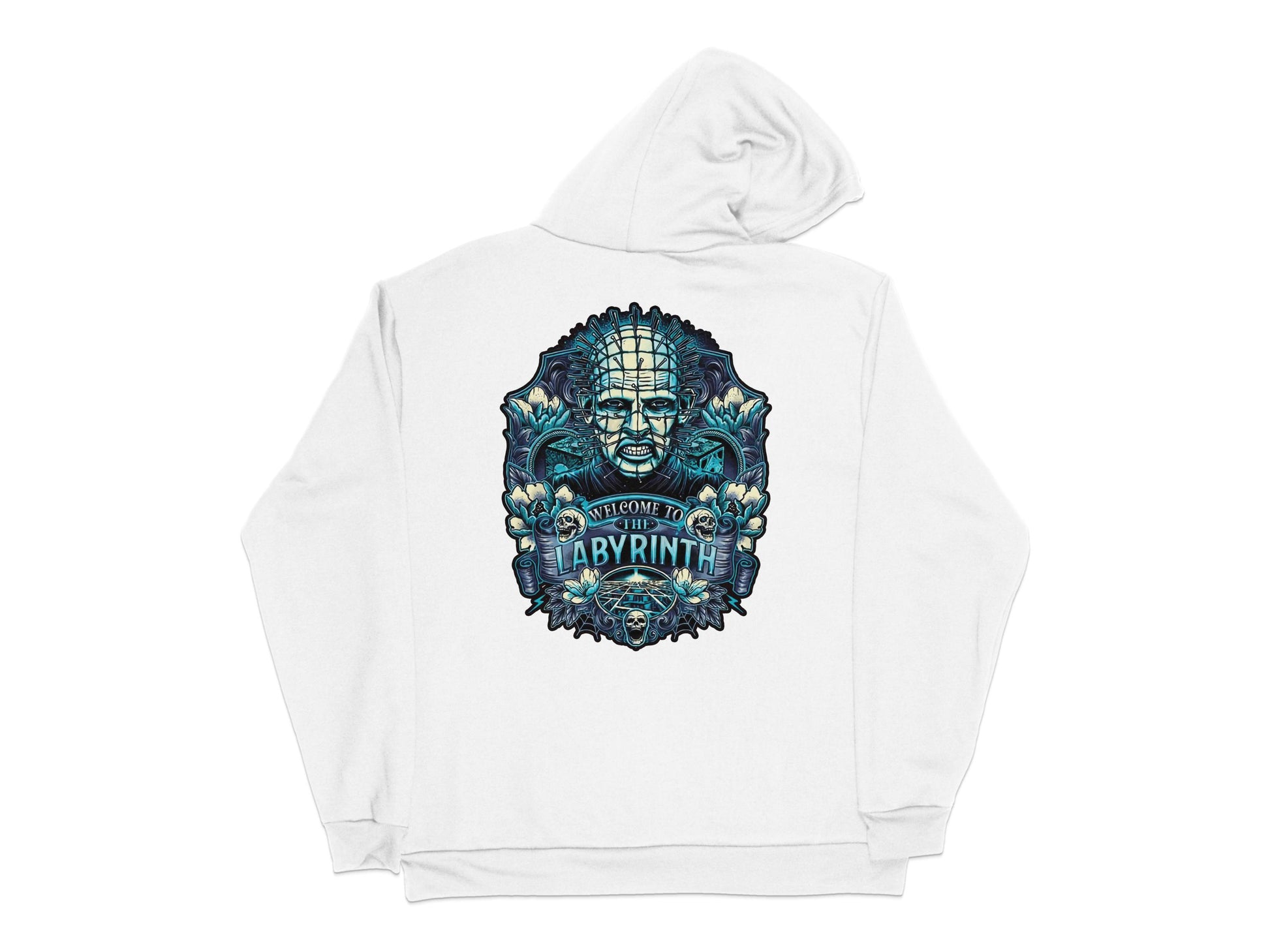 Labyrinth Inspired Hoodie, Fantasy Movie Graphic Pullover, Cool Blue and White Design, Unisex Sweatshirt