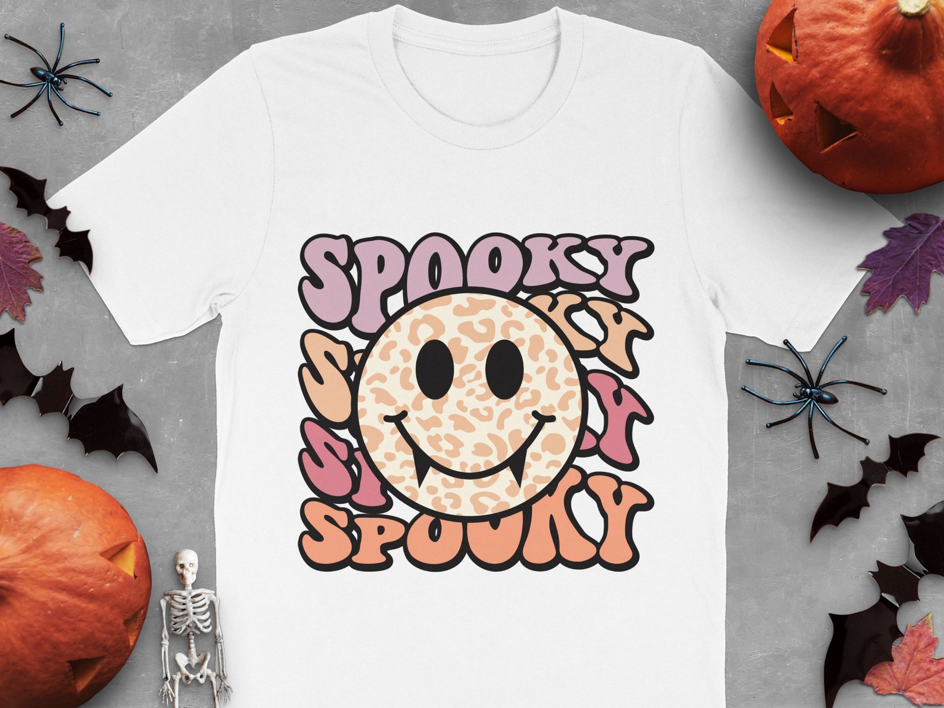 Spooky Smiley Face T-Shirt, Cute Halloween Graphic Tee, Fun Autumn Casual Wear, Unisex October Apparel