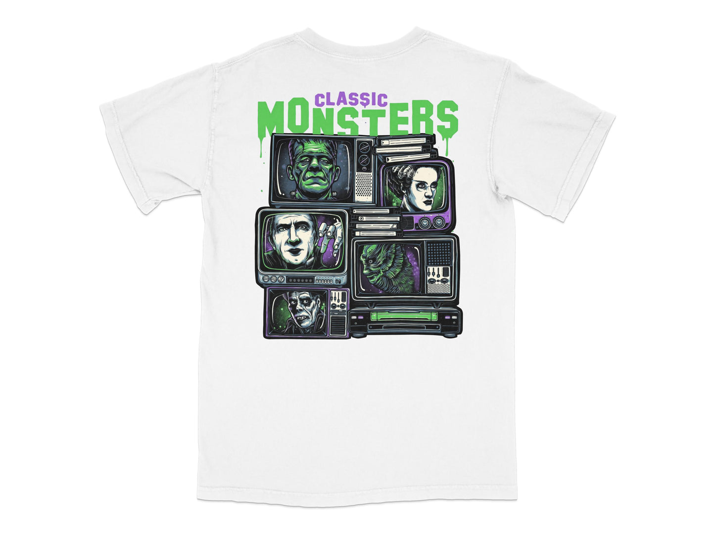 Classic Monsters T-Shirt, Vintage Horror Film Characters, Retro TV Design, Unique Graphic Tee, Unisex Fashion
