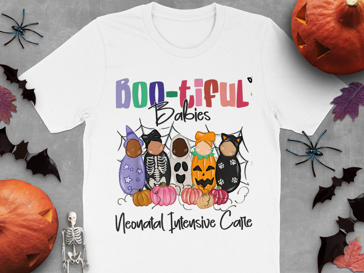 Halloween Nurse T-Shirt, Boo-tiful Babies NICU Nurse, Pediatric Nurse Halloween Tee, Cute Ghost Pumpkin Design Shirt