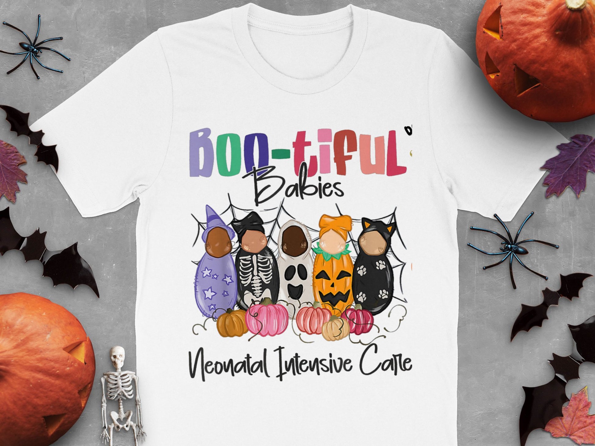 Halloween Nurse T-Shirt, Boo-tiful Babies NICU Nurse, Pediatric Nurse Halloween Tee, Cute Ghost Pumpkin Design Shirt
