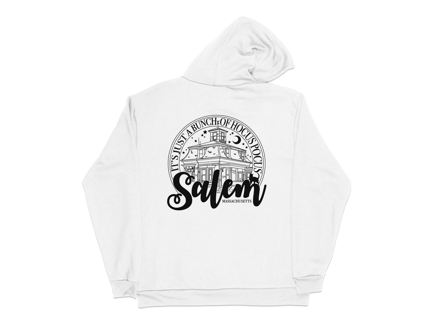 Salem Massachusetts Witch House Hoodie, Unisex White Pullover, Gothic Graphic Sweatshirt