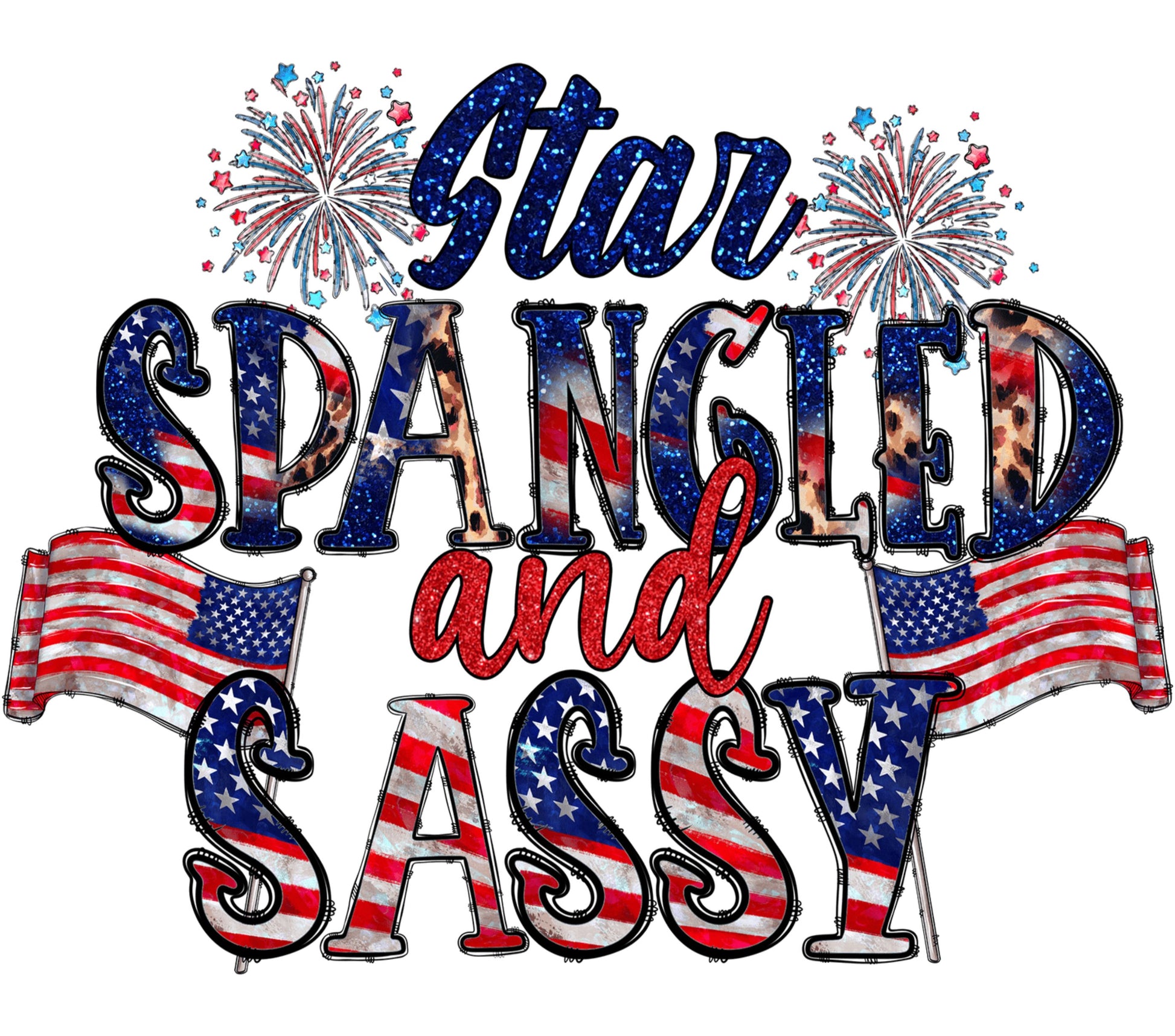 Star Spangled and Sassy T-Shirt, Patriotic USA Flag Tee, Fourth of July Fireworks Celebration Top, American Flag Shirt