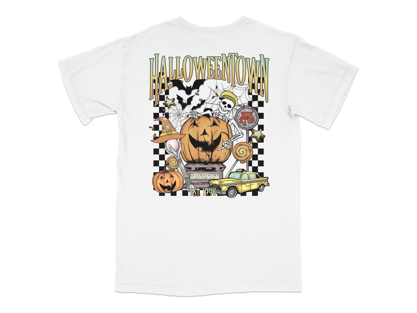 Halloweentown Graphic T-Shirt, Vintage Pumpkin Car Design, Spooky Fall Festival Tee, Unisex Halloween Shirt