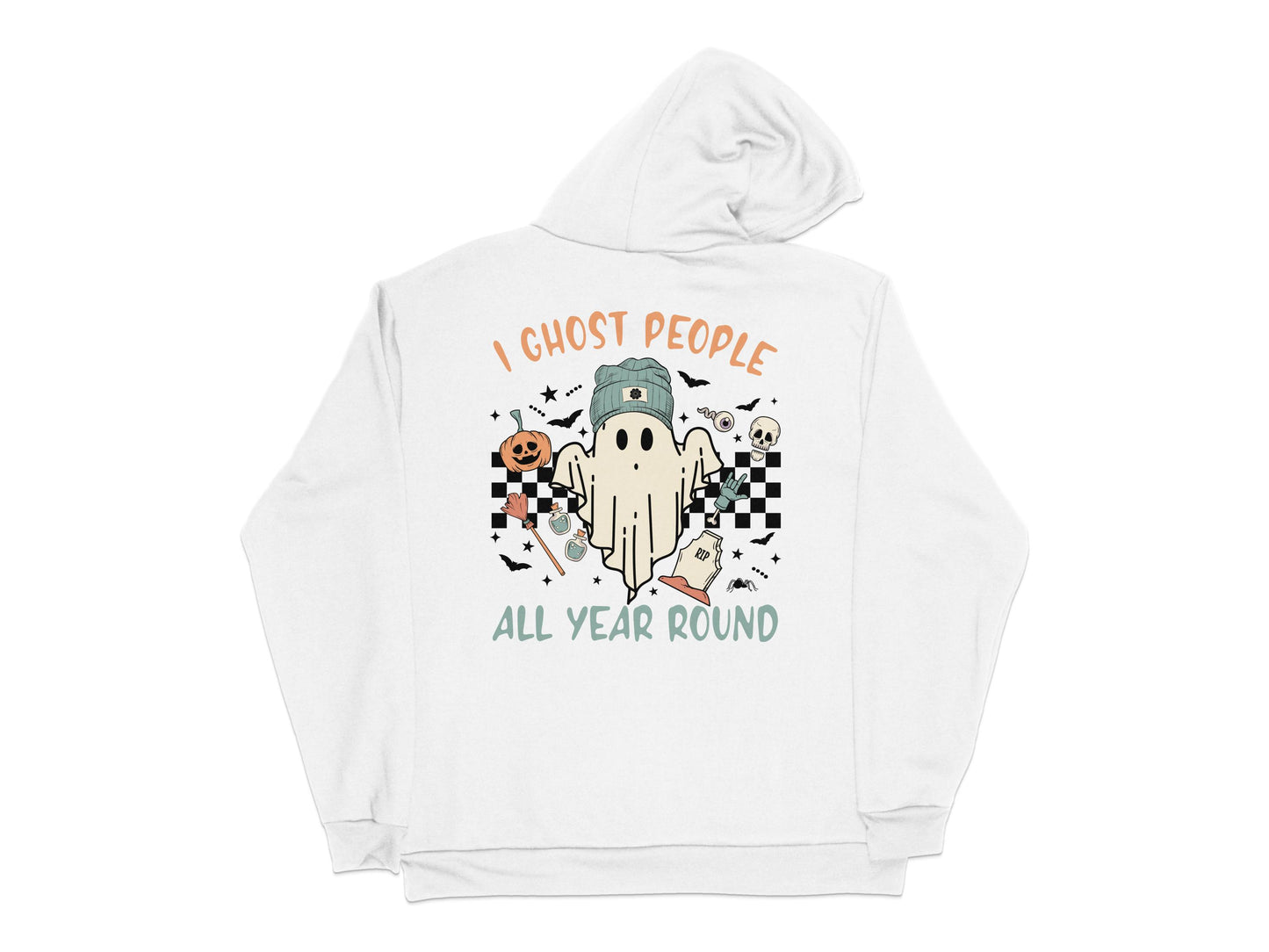 Ghost People Funny Halloween Hoodie, Cute Ghosts Graphic Sweatshirt, All Year Round Casual Apparel
