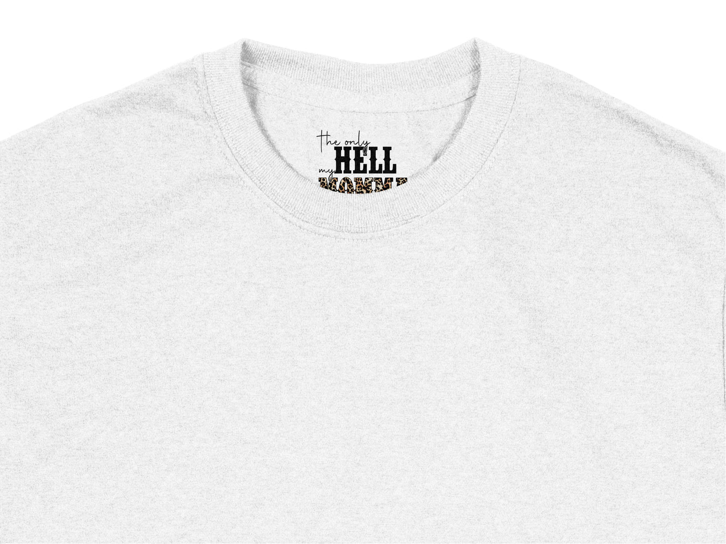 White T-Shirt with Hell Monster Graphic Text, Casual Street Style, Unisex Cotton Tee, Gift Idea