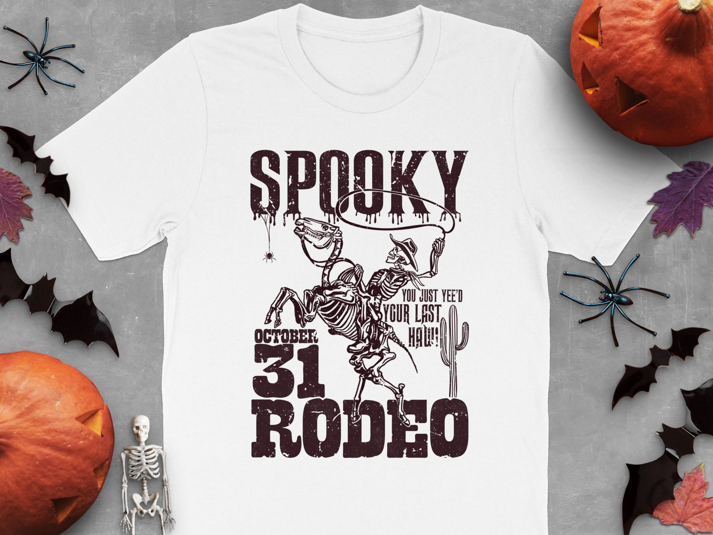 Spooky October 31 Rodeo T-Shirt, Halloween Skeleton Graphic Tee, Fun Autumn Apparel, Unique Holiday Gift Idea