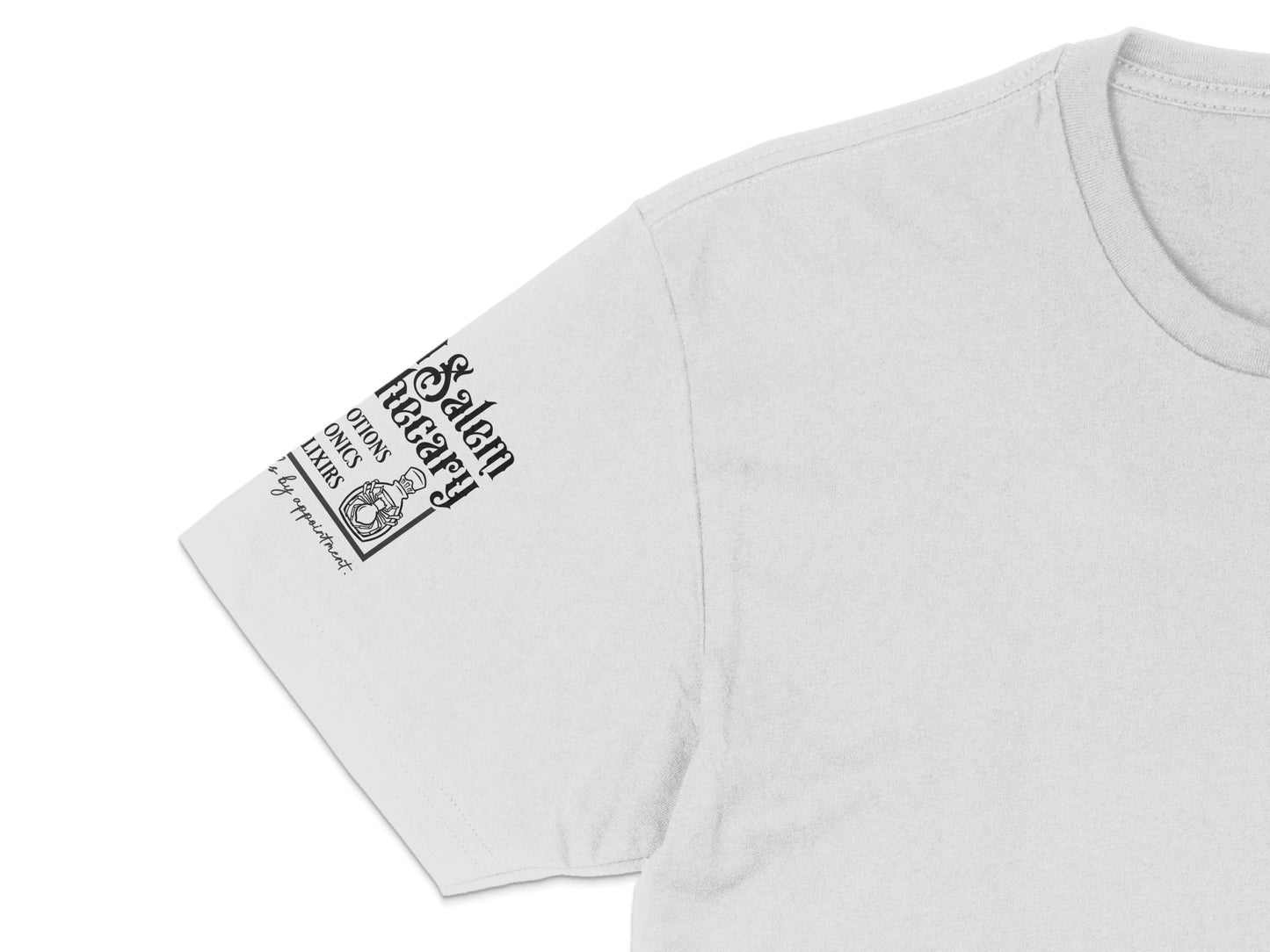 Men's White T-Shirt with Vintage Salem Massachusetts Witch Museum Graphic Cotton Tee