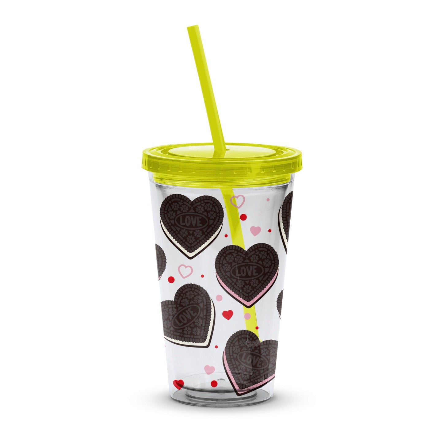 Heart Pattern Love Insulated Tumbler with Straw, Valentine's Day Gift, Reusable Cold Drink Cup