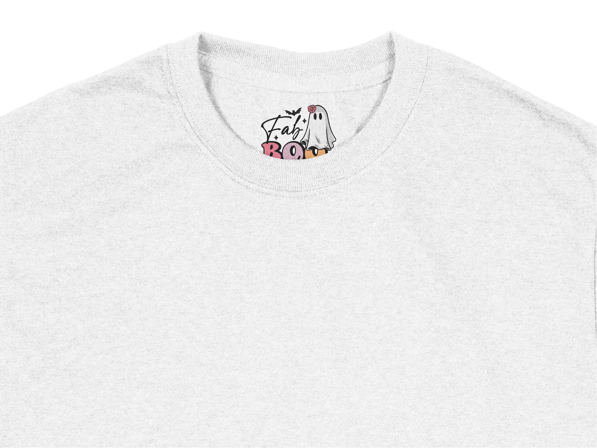 Cute Ghost T-Shirt, Funny Spooky 'Boo' Graphic Tee, Unisex Halloween Casual Top, Soft Cotton, Light Grey Color