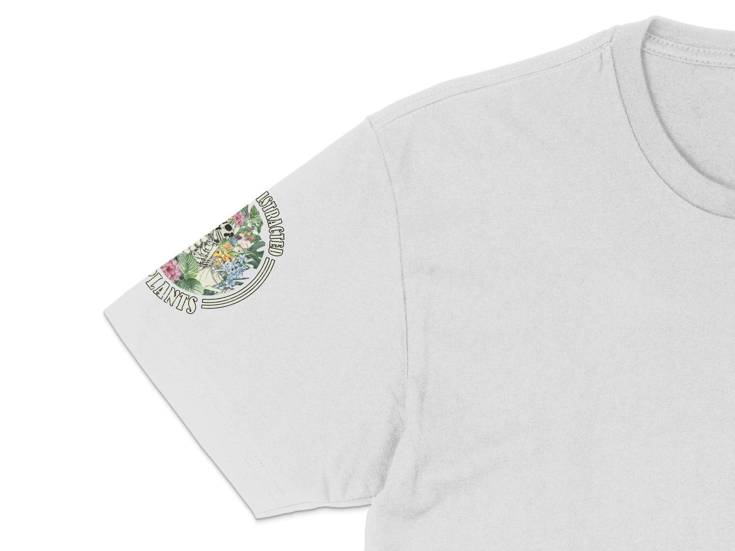 Unisex White T-Shirt with Tropical Plants Graphic, Casual Summer Tee, Botanical Print Shirt
