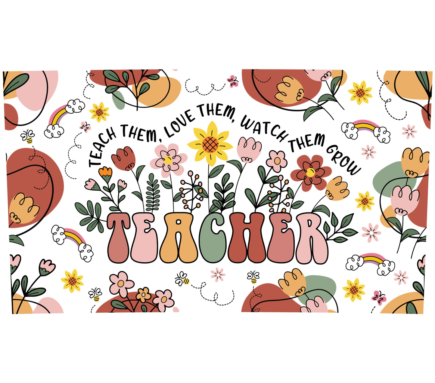 Colorful Teacher Appreciation Gift Poster, Floral Classroom Decor, Inspirational Teaching Quote Wall Art