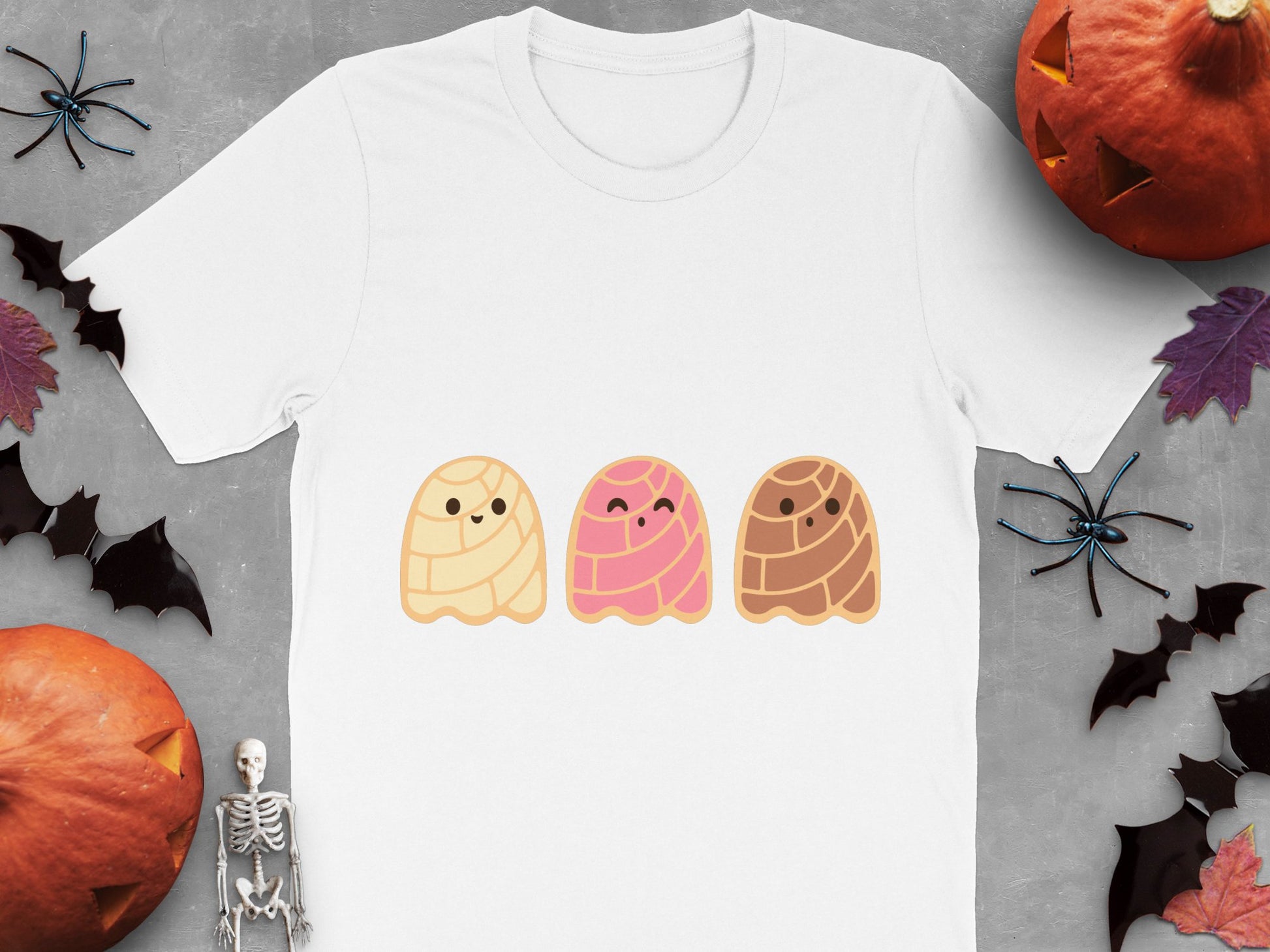 Halloween Themed T-Shirt, Cute Ghost Trio Design, Autumn Spooky Apparel, Unisex Adult Ghost Graphic Tee