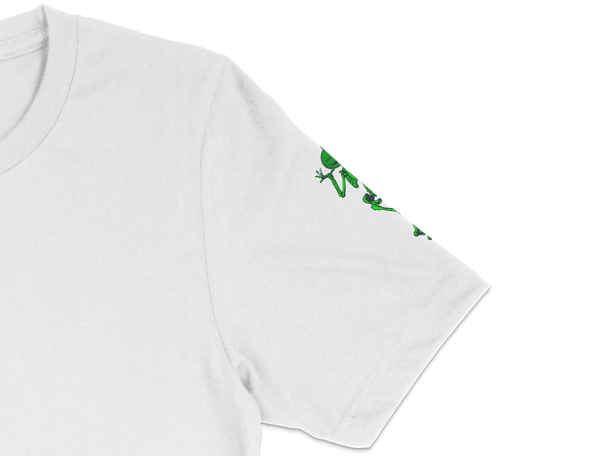White T-Shirt with Green Vine Embroidery, Women's Casual Top, Minimalist Floral Design Tee