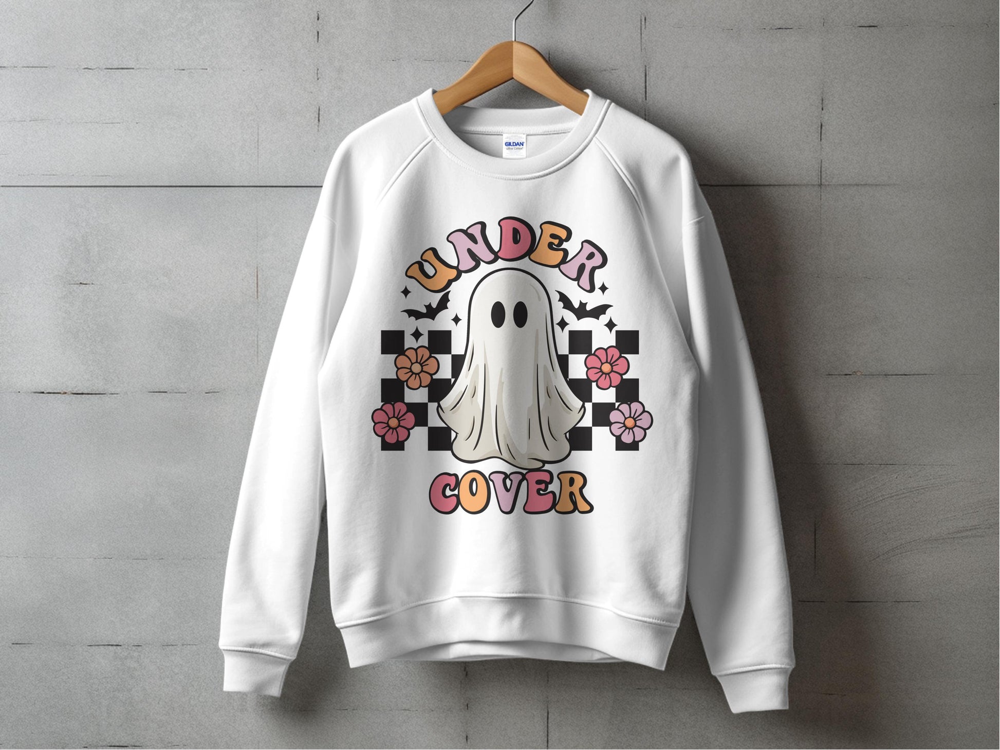Cute Ghost Sweatshirt, 'Undercover' Ghost Design, Unisex Pullover, Casual Floral Ghost Graphic Sweatshirt for All Ages