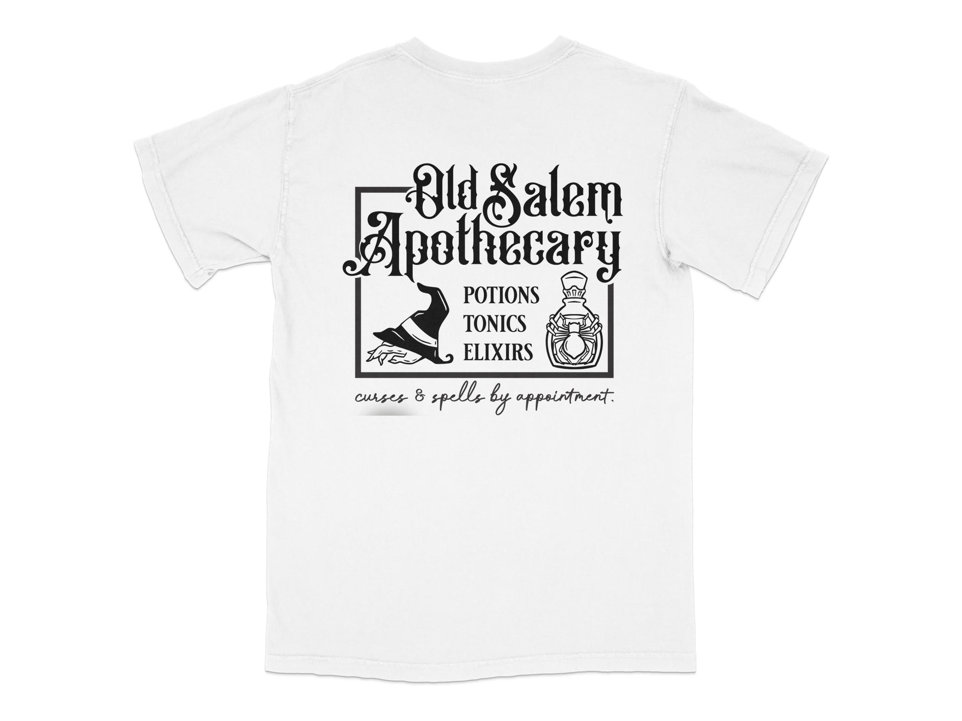 Old Salem Apothecary T-Shirt, Vintage Witchy Graphics, Tonics Elixirs Tee, Unisex White Shirt
