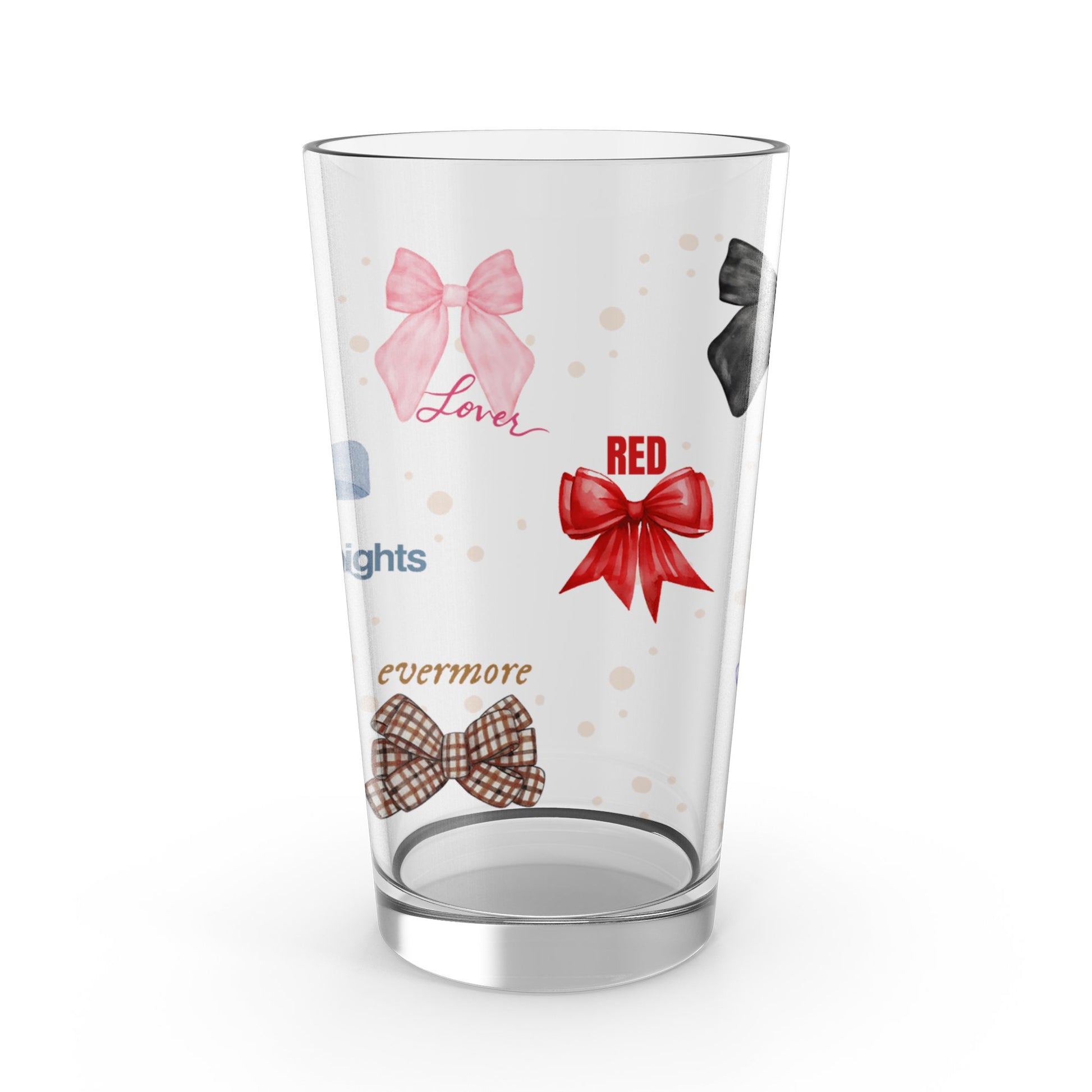 Lover Red Evermore Decorative Glass Tumbler with Bow Design, Romantic Drinkware Gift