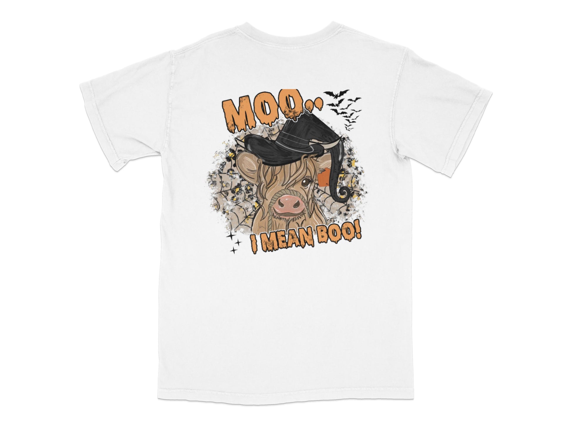 Cute Cow Halloween T-Shirt, Funny Moo I Mean Boo Graphic Tee, Farm Animal Fall Festival Apparel, Unisex Casual Shirt