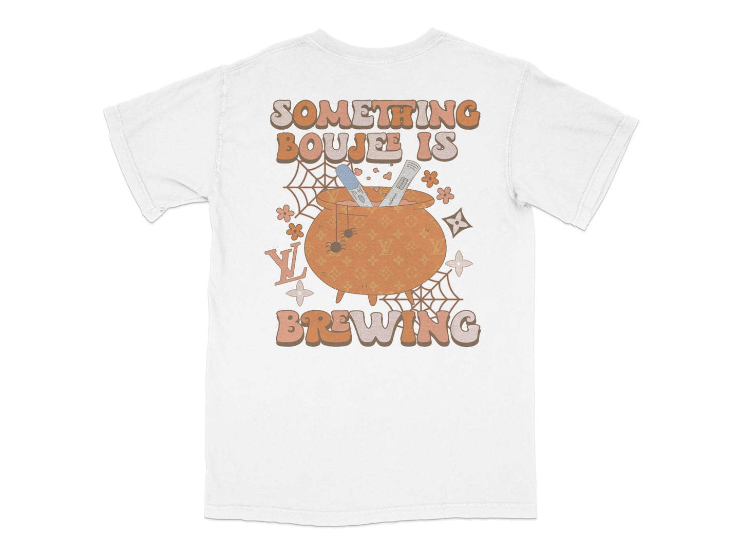 Witchy Halloween T-Shirt 'Something Bougie is Brewing' Spooky Graphic Tee, Fall Festival Apparel, Unique October Clothing Gift Idea