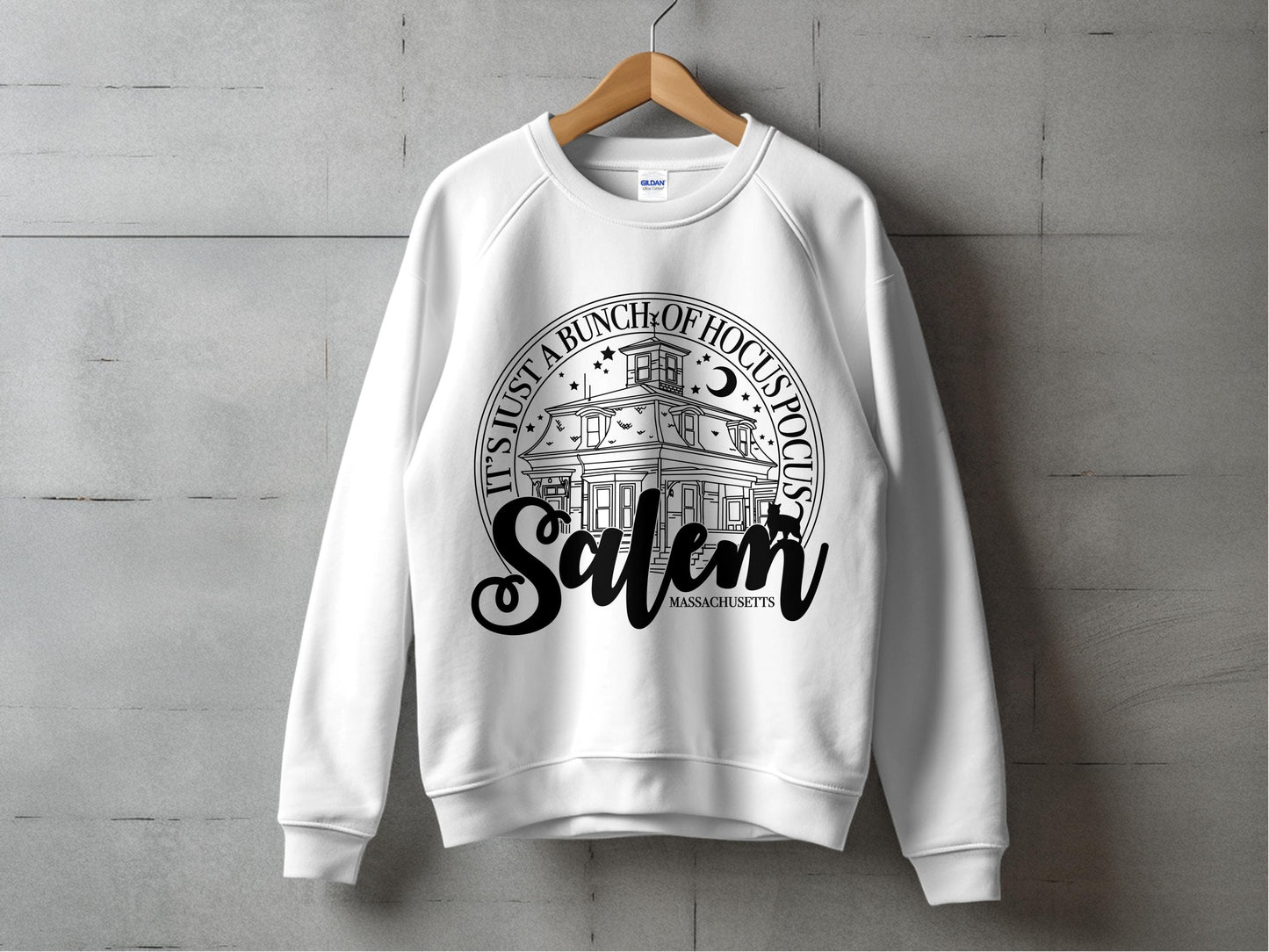 Salem Massachusetts Sweatshirt, Unisex Crewneck Pullover, Hocus Pocus Inspired Graphic, Casual Fall Apparel, Gift Idea