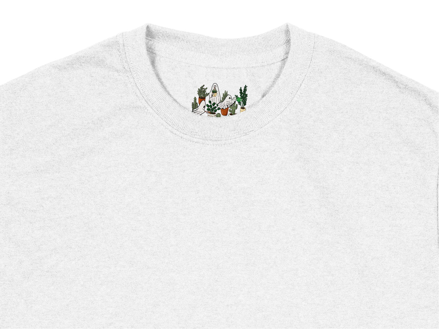 Minimalist Embroidered Cactus T-Shirt, Soft Gray Cotton Tee, Botanical Desert Plant Design, Unisex Fashion