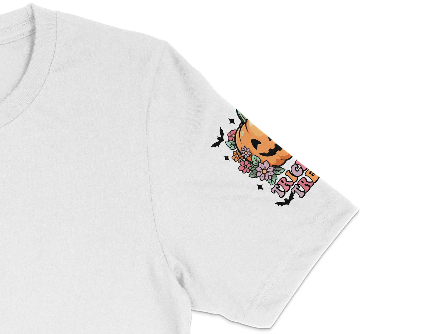 White T-Shirt with Colorful Tiger Tattoo Design, Flowers and Stars, Unisex Graphic Tee