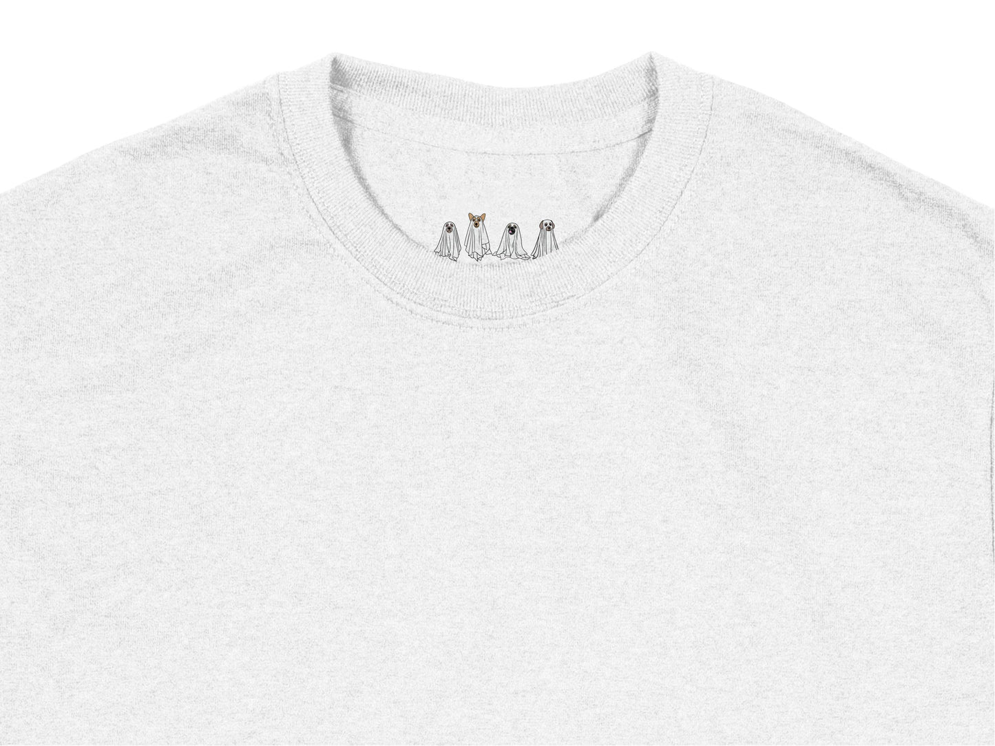 Minimalist Dog Embroidery T-Shirt, Cute Hand-Stitched Animal Design, Soft Cotton Casual Unisex Grey Tee