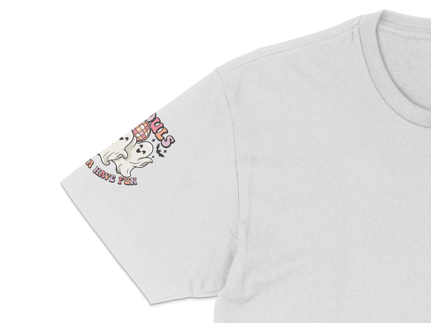 White T-Shirt with Cute Ghosts Graphic, 'Boo Crew's Fun' Casual Tee, Unisex Halloween Fashion