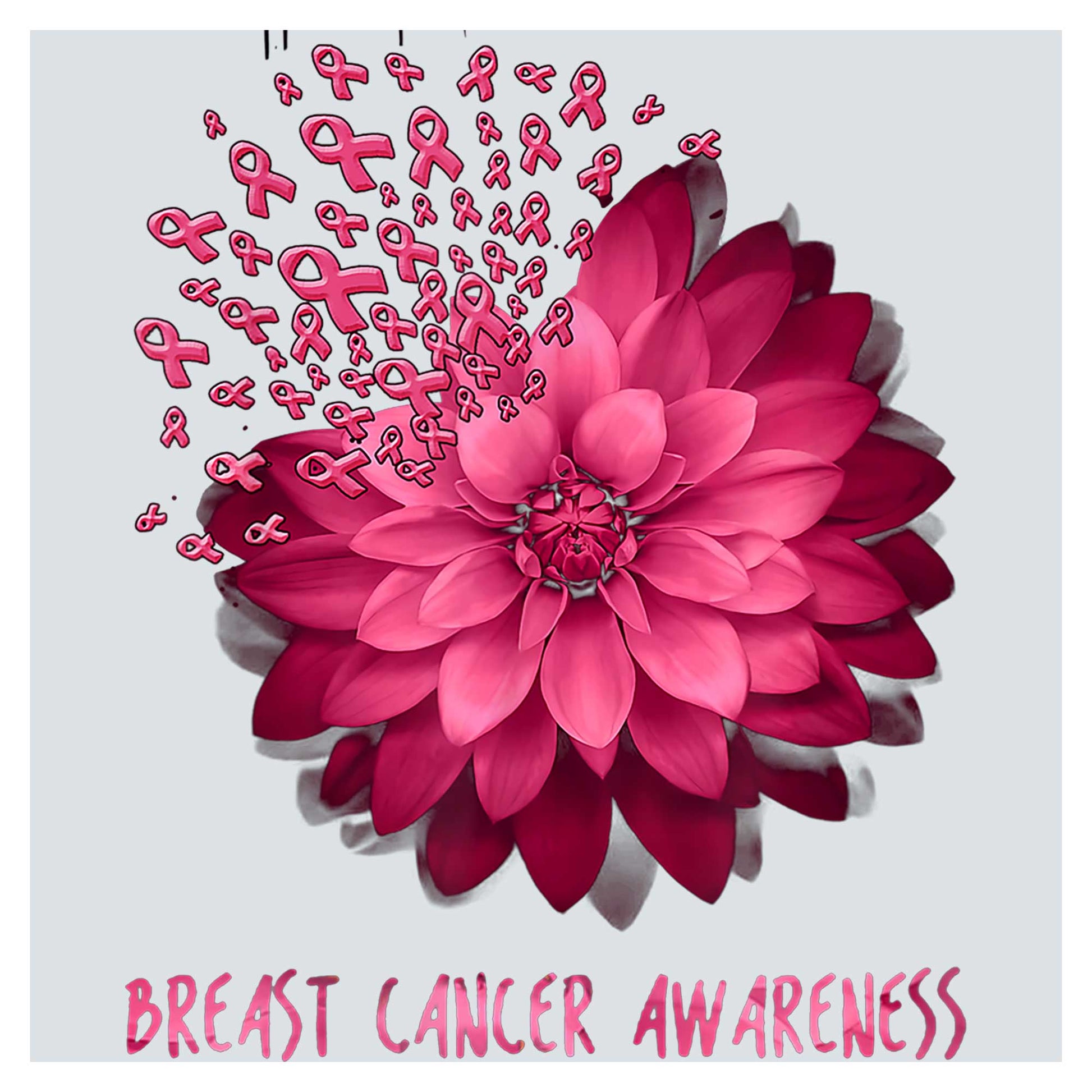 a pink flower with the words breast cancer awareness