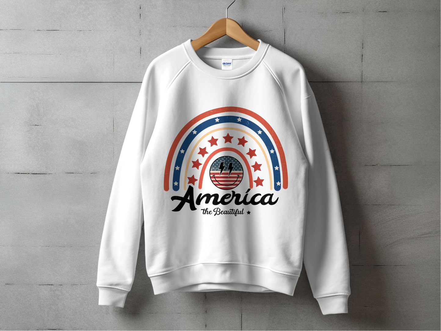 Vintage America The Beautiful Sweatshirt, Patriotic Crewneck, Retro USA Graphic Pullover, Unisex American Apparel