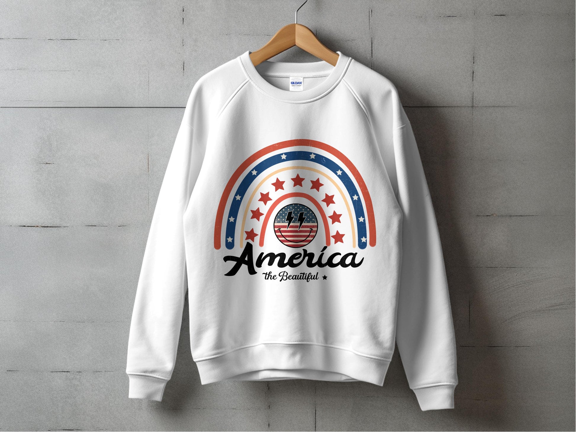 Vintage America The Beautiful Sweatshirt, Patriotic Crewneck, Retro USA Graphic Pullover, Unisex American Apparel