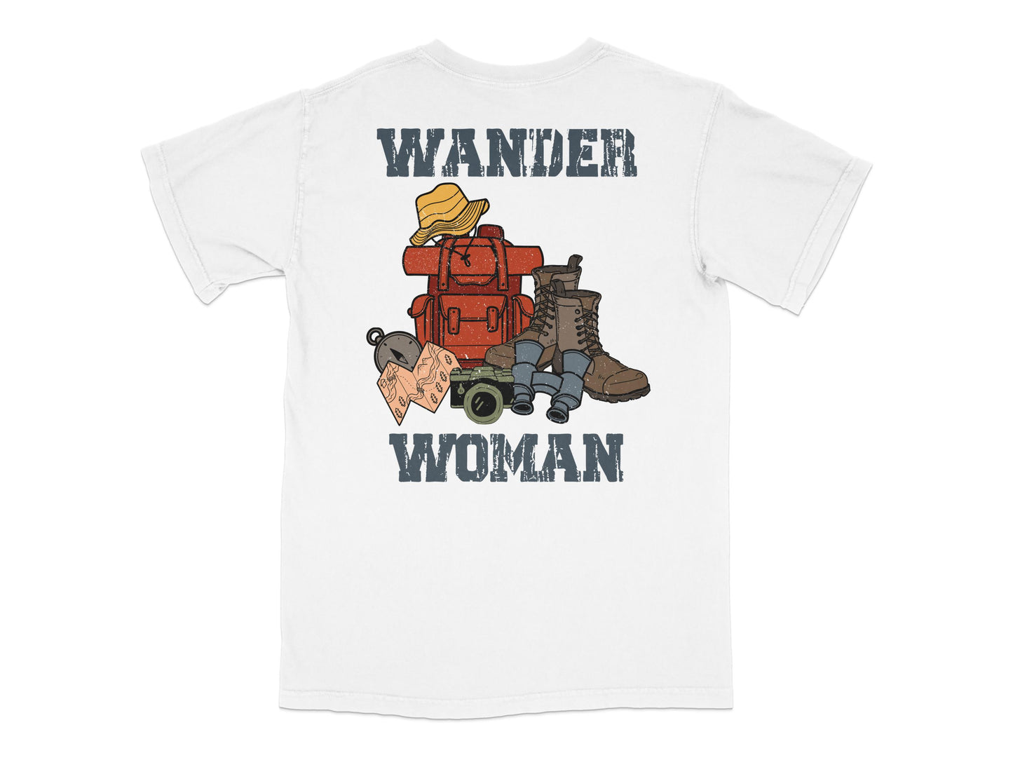 Wander Woman T-Shirt, Adventure Travel Graphic Tee, Outdoor Exploration, Hiking Gear Print