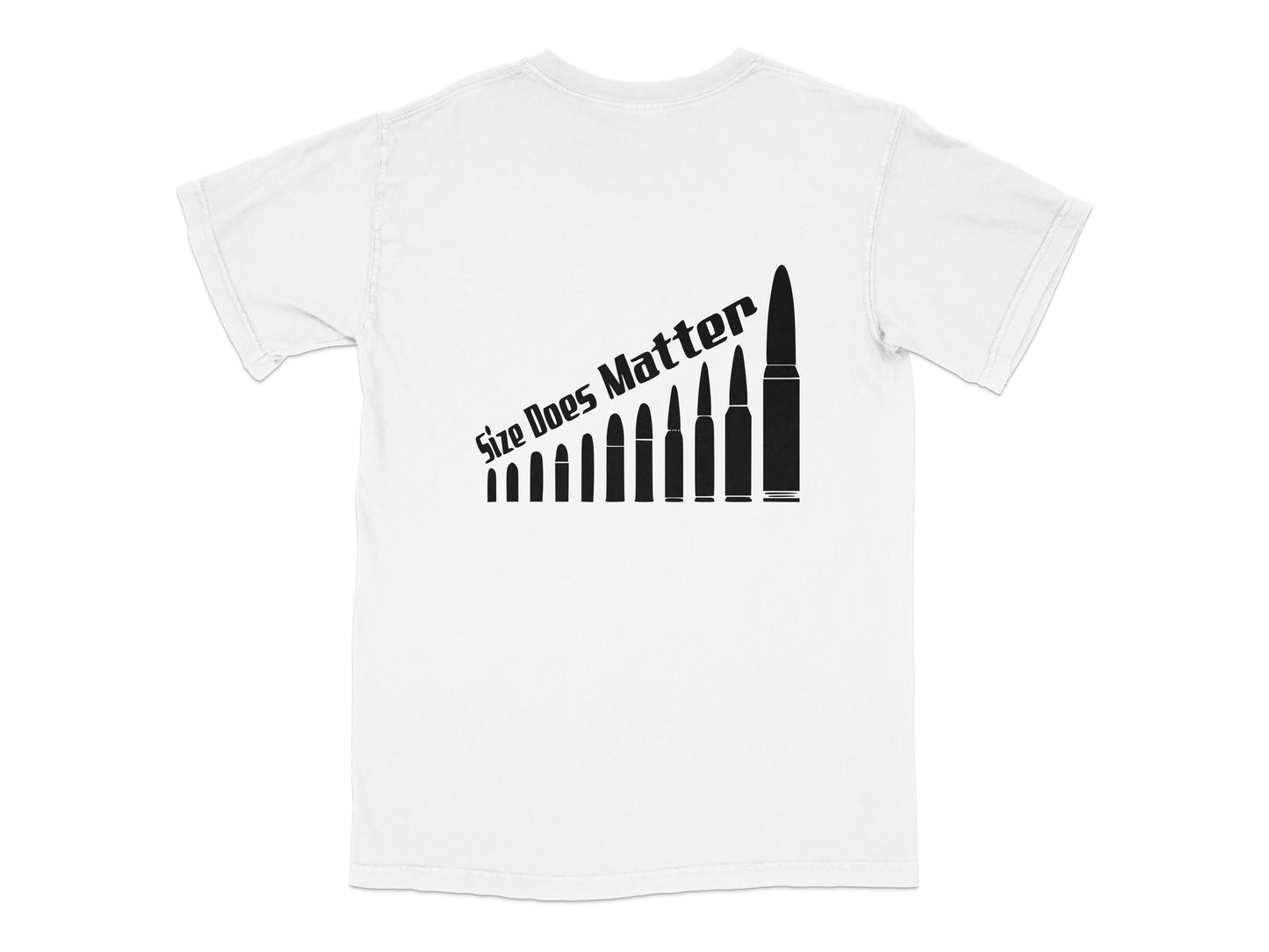 Size Does Matter T-Shirt, Funny Graphic Tee, Black and White Cotton Shirt, Unique Urban Design, Trendy Streetwear Top for Men and Women